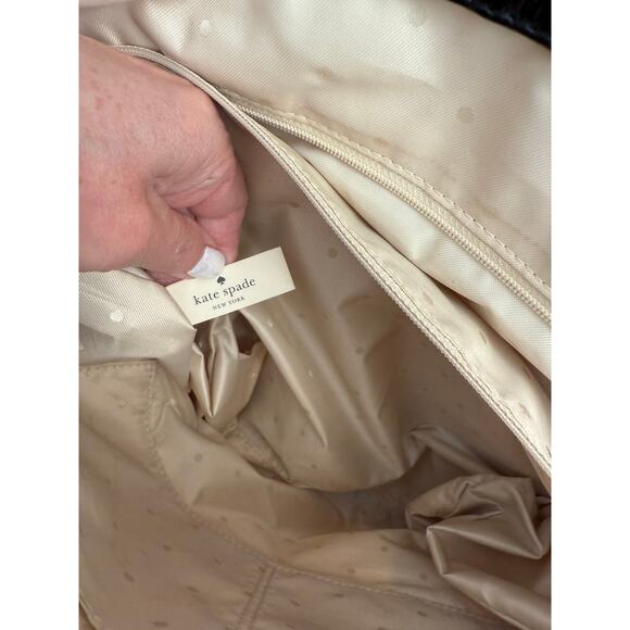 Kate Spade Clinton Hill Dama Tote Bag Cream Tweed Black Patent Leather - Picture 9 of 9